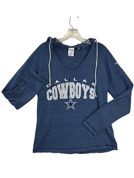 NFL Team Apparel Tops - Dallas Cowboys Hoodie Women's L Blue V Neck Long Sleeve NFL Team Apparel